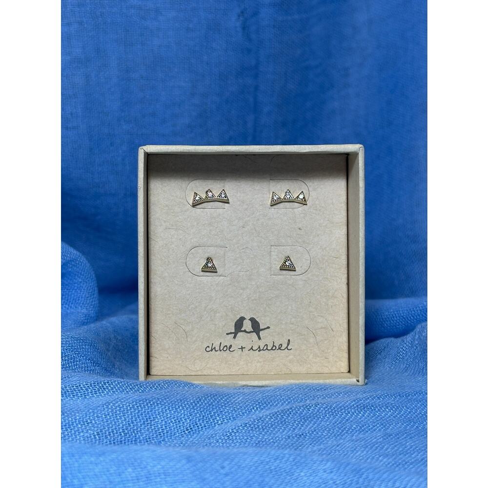 CHLOE + ISABEL pave triangle stud duo earrings(gold)-E002